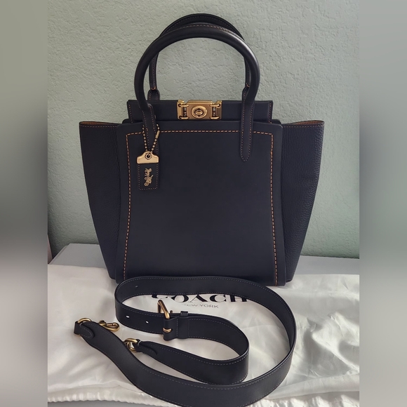 Coach Troupe Black Leather Tote Bag - Picture 1 of 15